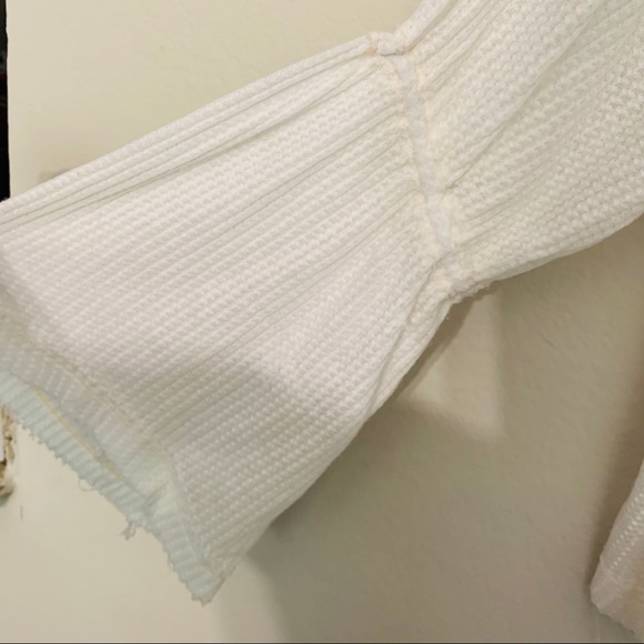 Free People Distressed White Bell Sleeve Thermal - Picture 5 of 6